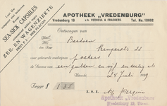 712195 Nota van Vredenburg”, Apotheek, v.h. Verheul & Frackers, Vredenburg 19 te Utrecht, ten name van de heer Bertoen ...
